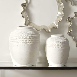 Uttermost Luna Ridge White Ceramic Vases Set of 2