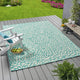 GDF Studio Xenia Outdoor Floral  Area Rug, Blue and Ivory, 8'x11'