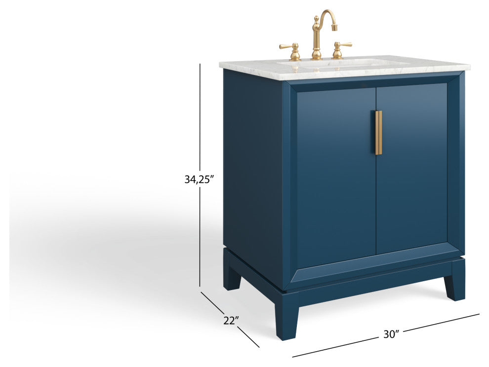 The Ezra Bathroom Vanity, Monarch Blue, 30", Single Sink, Freestanding
