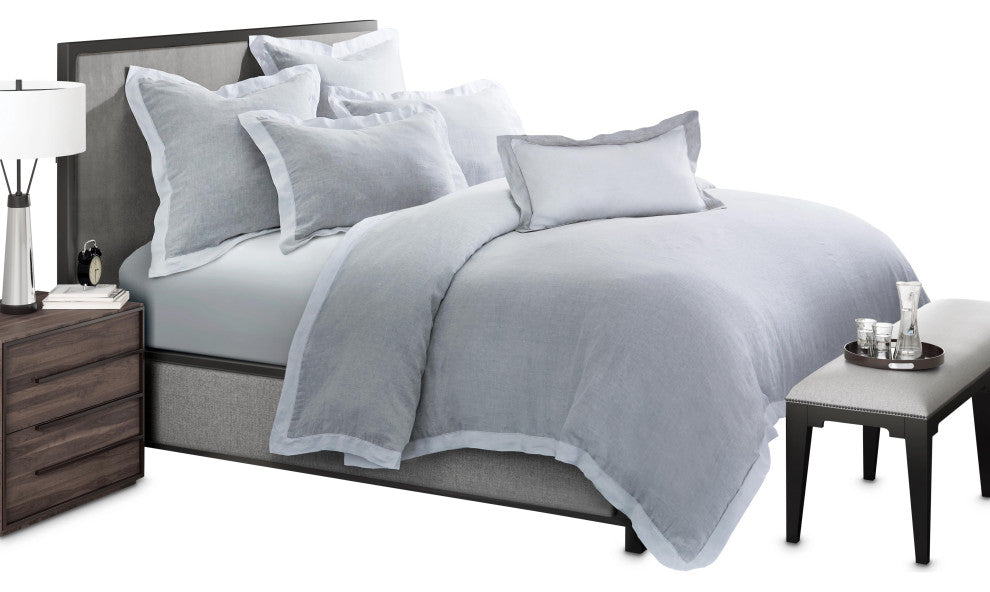 Atina 7-Piece King Linen Duvet Set, Gray