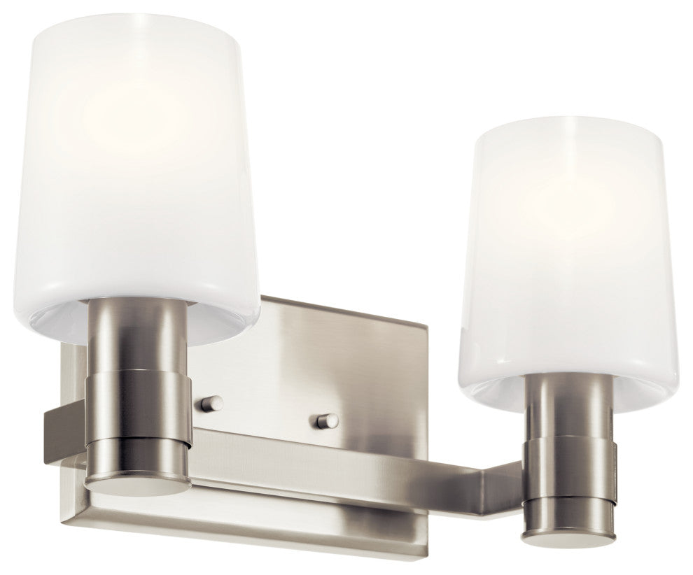 Adani 14.5" 2 Light Vanity With Opal Glass, Brushed Nickel