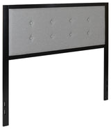 Bristol Metal Tufted Upholstered Full Size Headboard in Light Gray Fabric