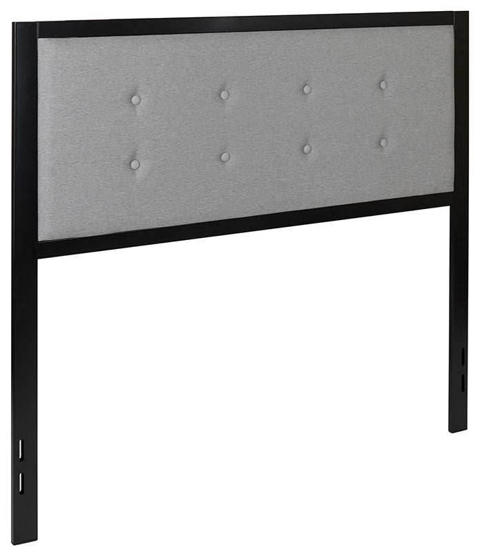 Bristol Metal Tufted Upholstered Full Size Headboard in Light Gray Fabric