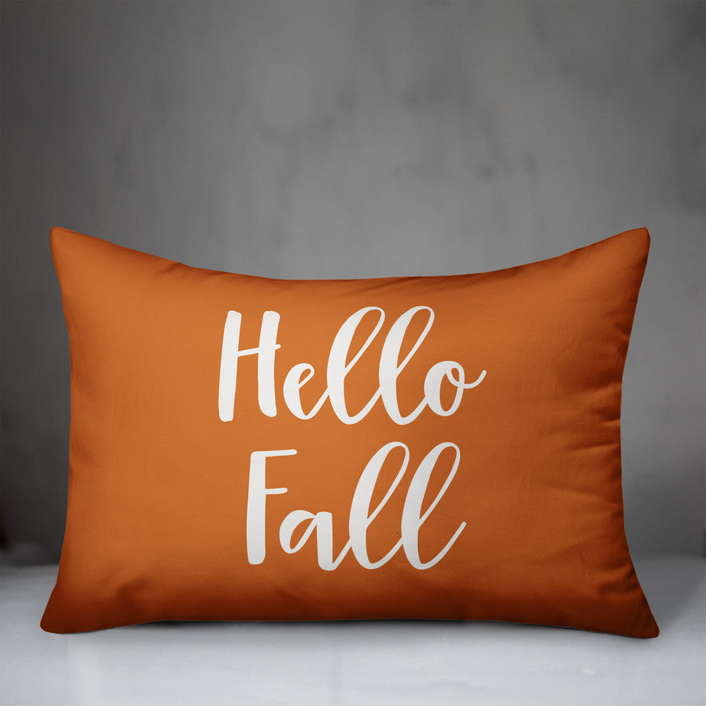 Hello Fall Lumbar Pillow, Orange, 14"x20"