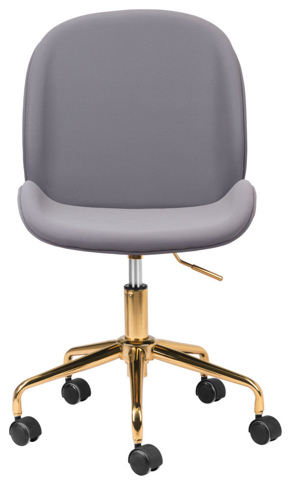 Computer Work Chair, Steel Metal, Fabric, Gray, Gold, Home Business Office