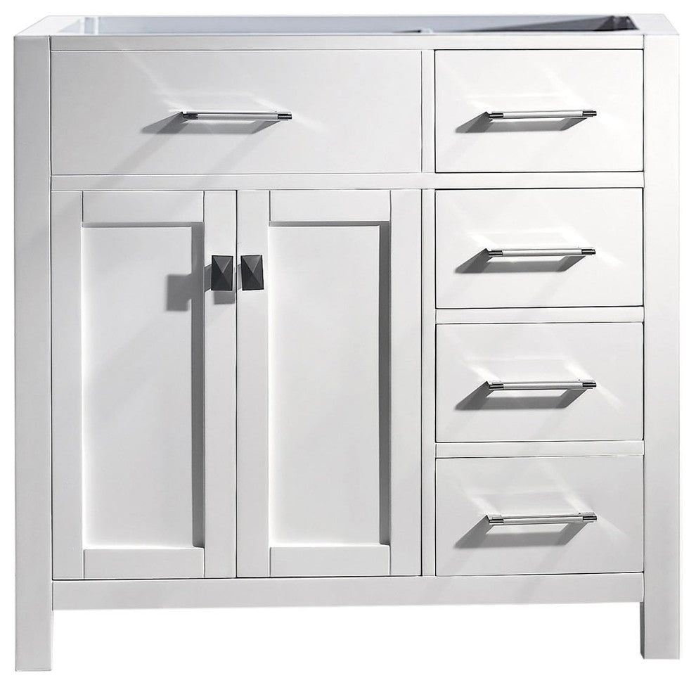 Virtu USA Caroline Parkway 36" Cabinet Only, Right Offset, White
