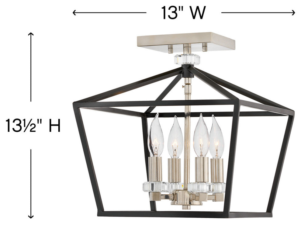 Hinkley Stinson Four Light Semi-Flush Mount 3533BK