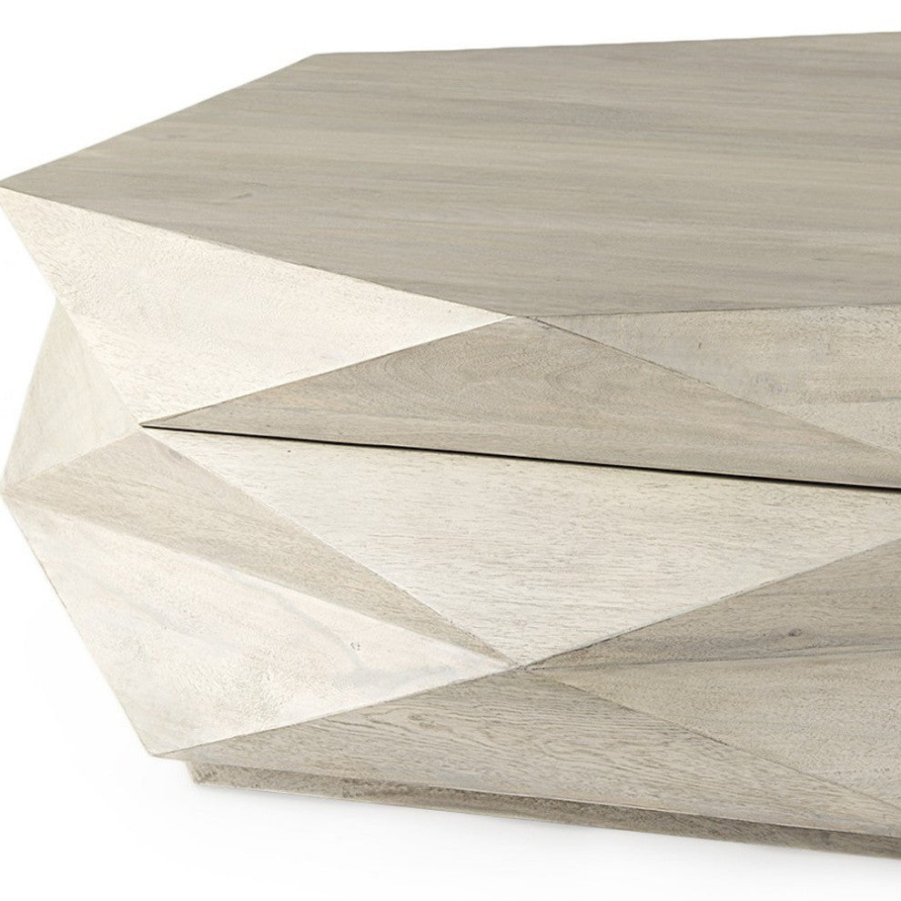 48" Natural Solid Wood Hexagonal Lift Top Coffee Table