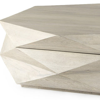 48" Natural Solid Wood Hexagonal Lift Top Coffee Table