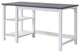 Farmhouse Desk, Wooden Legs With Rectangular Top & Open Comparments, White/Oak