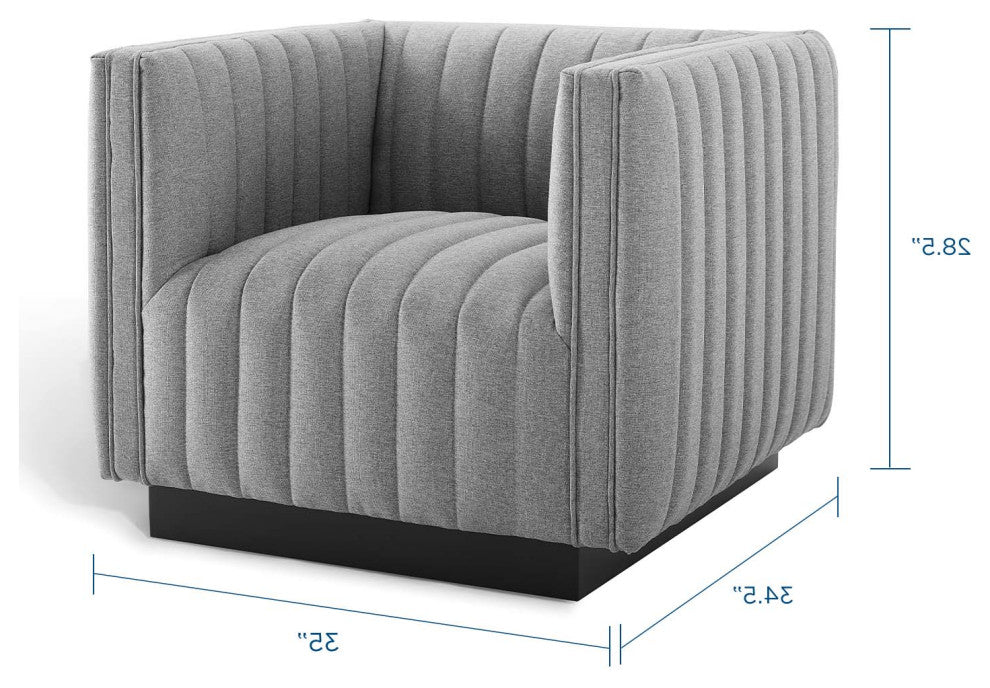 Tufted Armchair Accent Chair, Set of 2, Fabric, Gray, Modern, Lounge