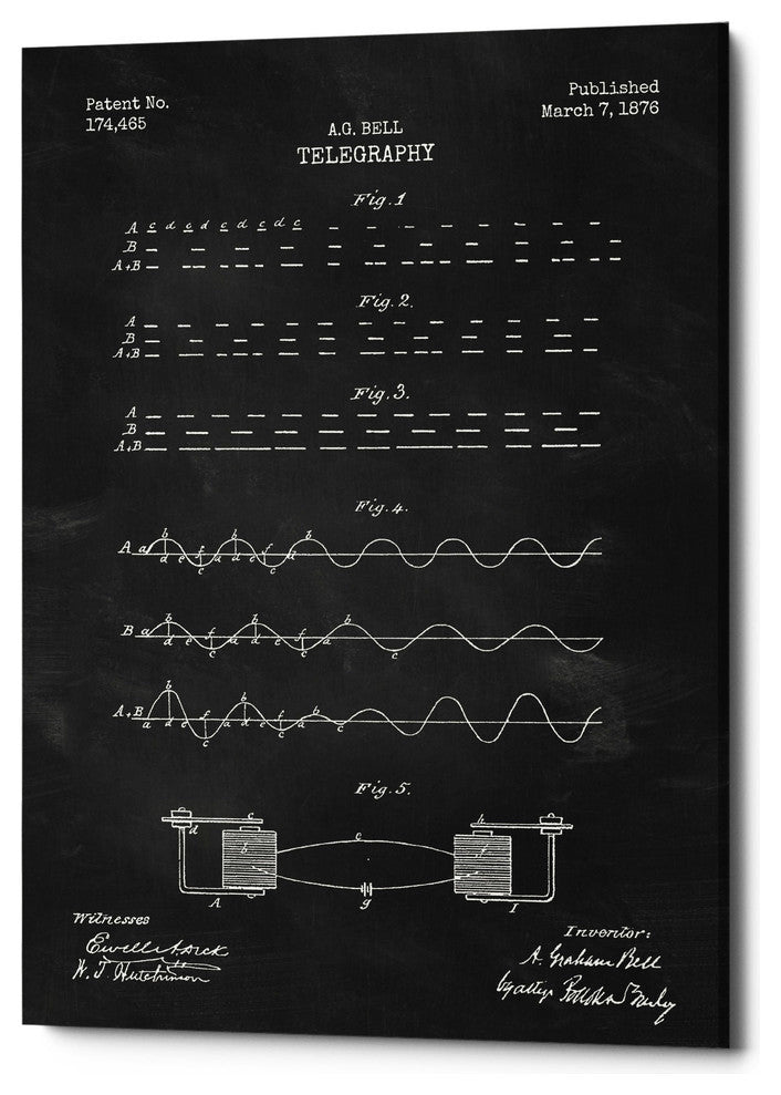 Epic Graffiti "Telegraphy Blueprint Patent" Giclee Canvas, 12"x18"