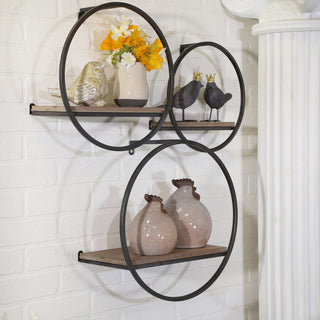 Sagebrook Home Wood/Metal Wall Shelves Organizer, Set of 3