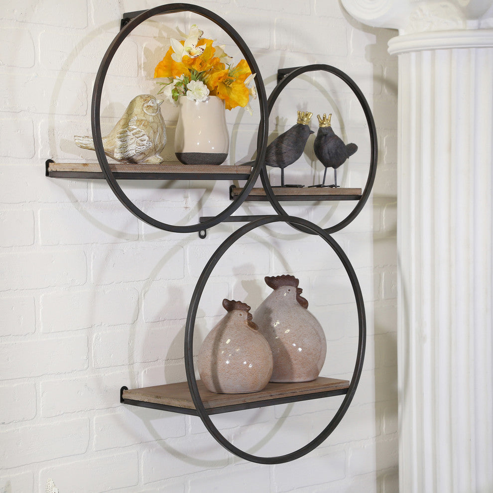 Sagebrook Home Wood/Metal Wall Shelves Organizer, Set of 3