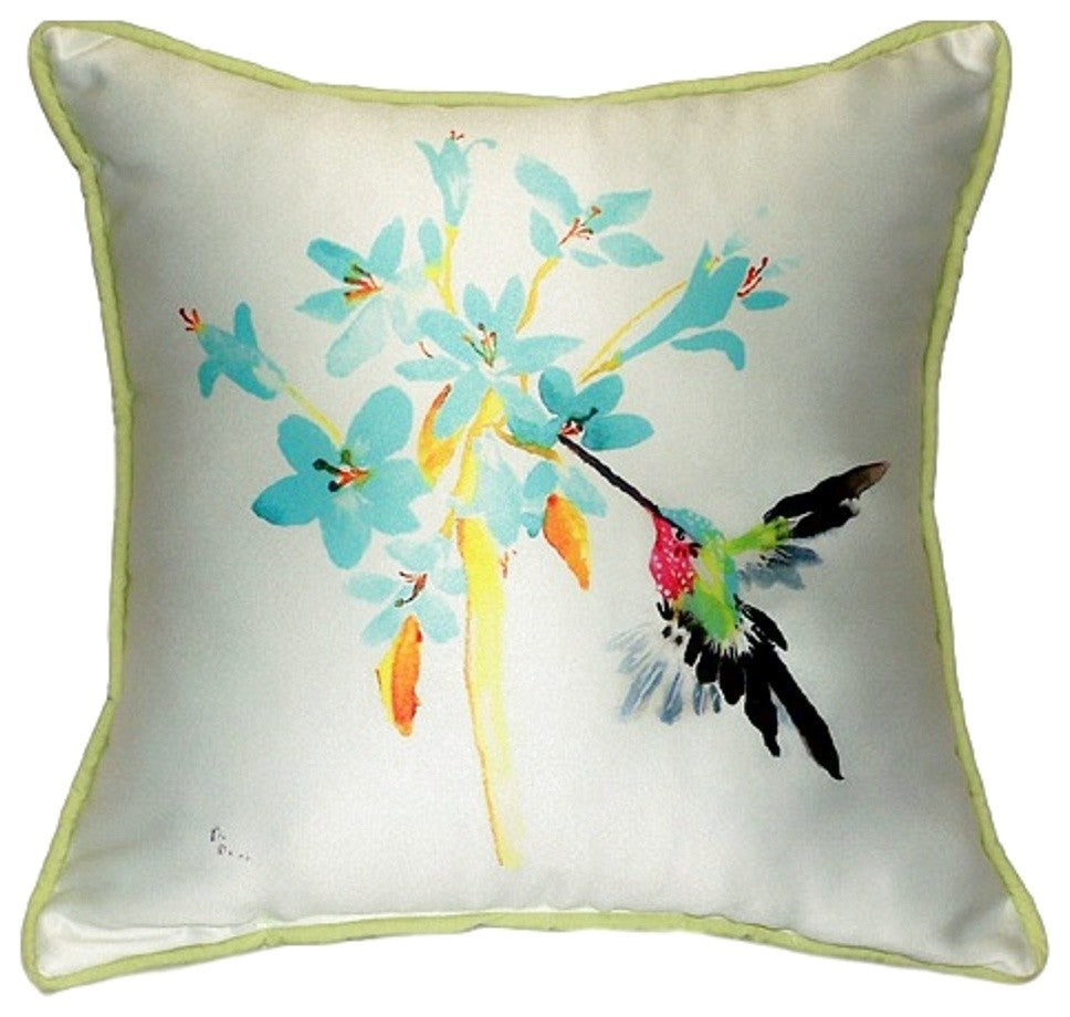 Blue Hummingbird Small Indoor/Outdoor Pillow 12x12 - Set of Two