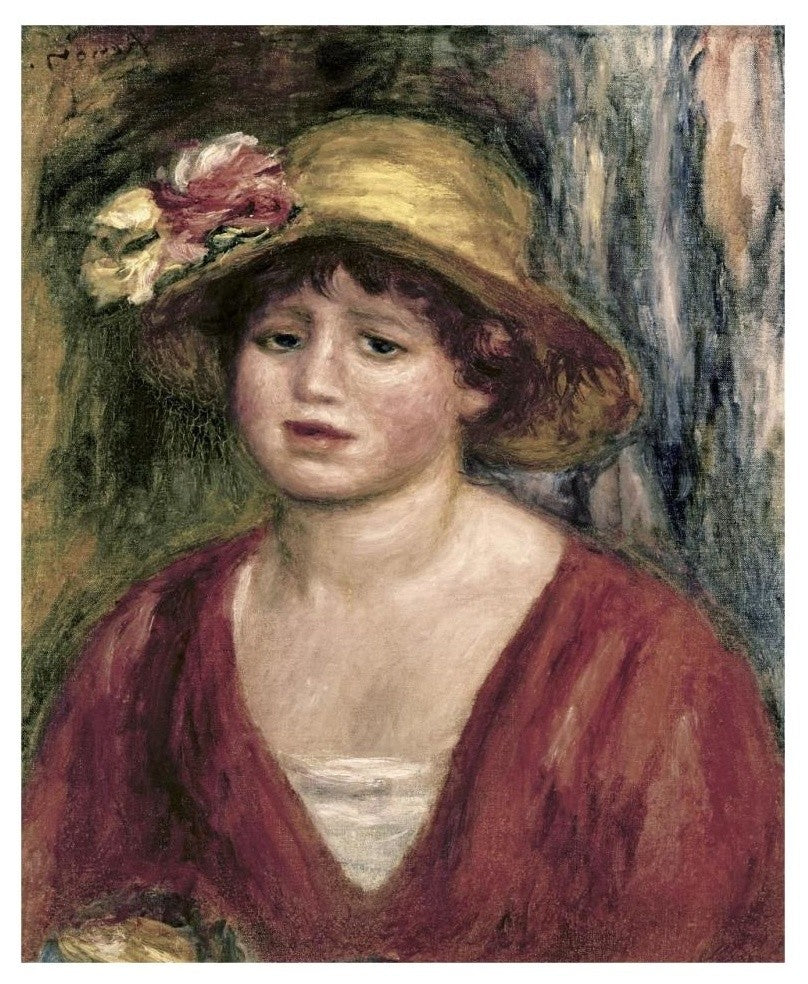 "Young Girl In a Red Dress" Paper Print by Pierre-Auguste Renoir, 26"x32"