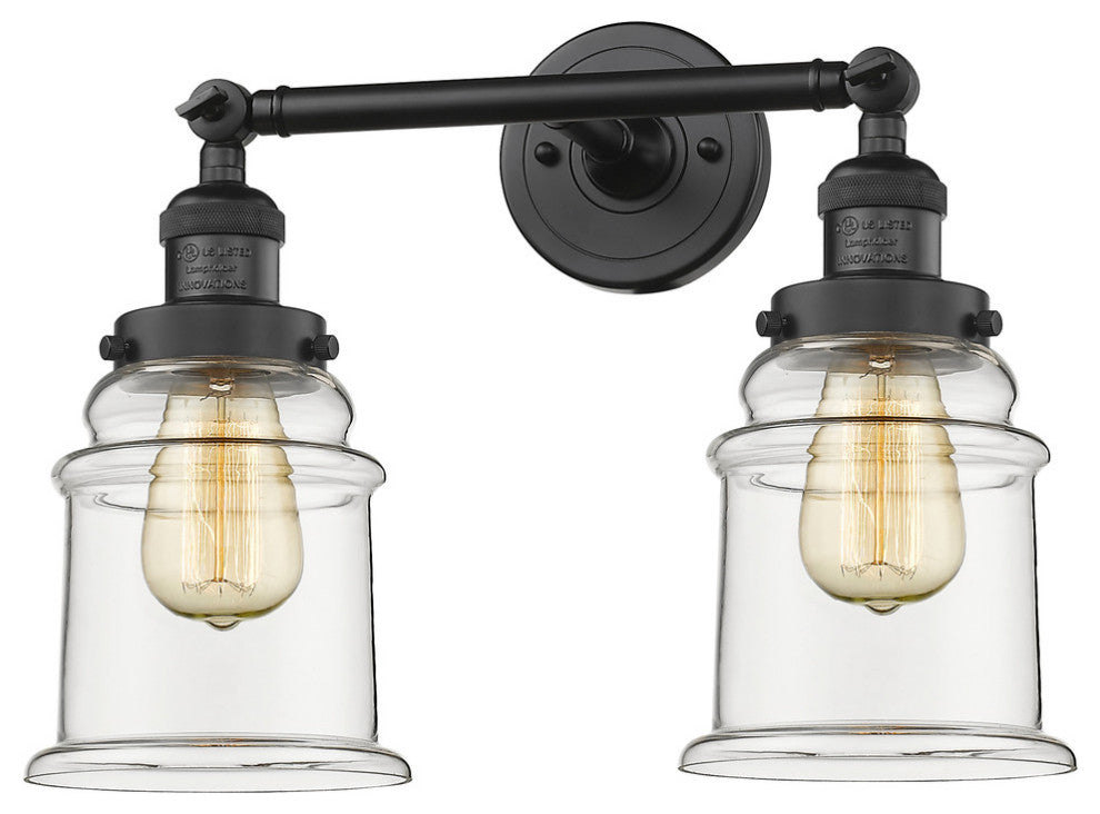 Canton 2-Light LED Bath Fixture, Matte Black, Glass: Clear