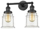 Canton 2-Light LED Bath Fixture, Matte Black, Glass: Clear