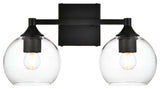 2 Light Black And Clear Bath Sconce