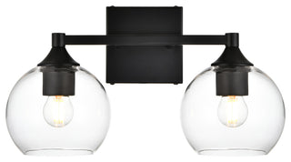 2 Light Black And Clear Bath Sconce
