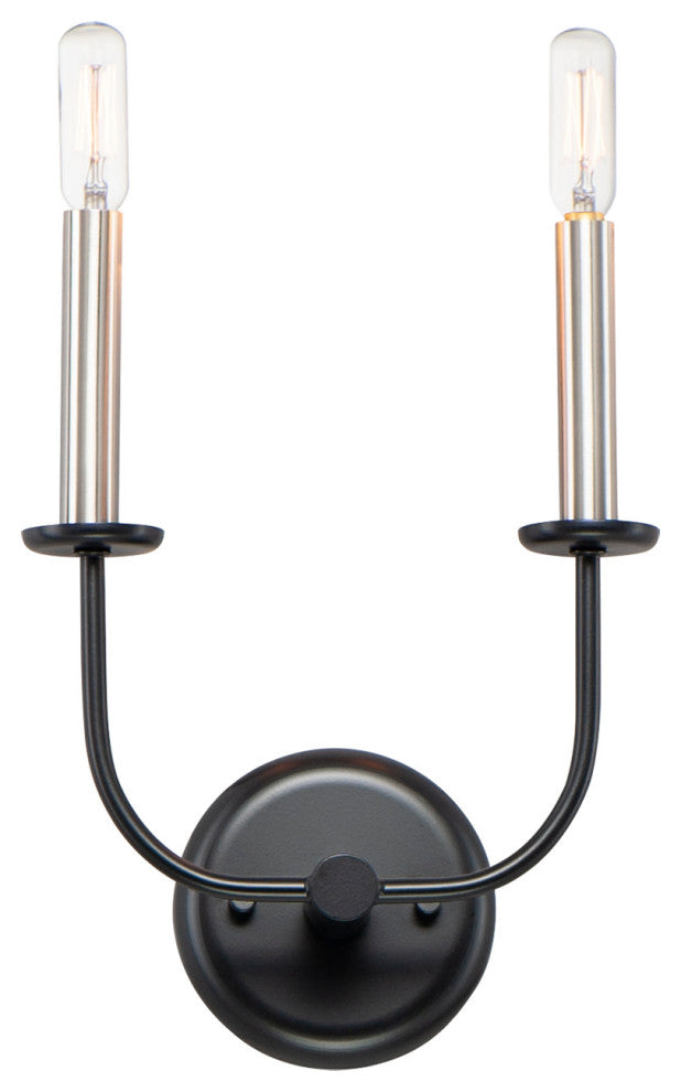 Maxim 10322 Wesley 2 Light 9"W Bathroom Vanity Light - Black / Satin Nickel