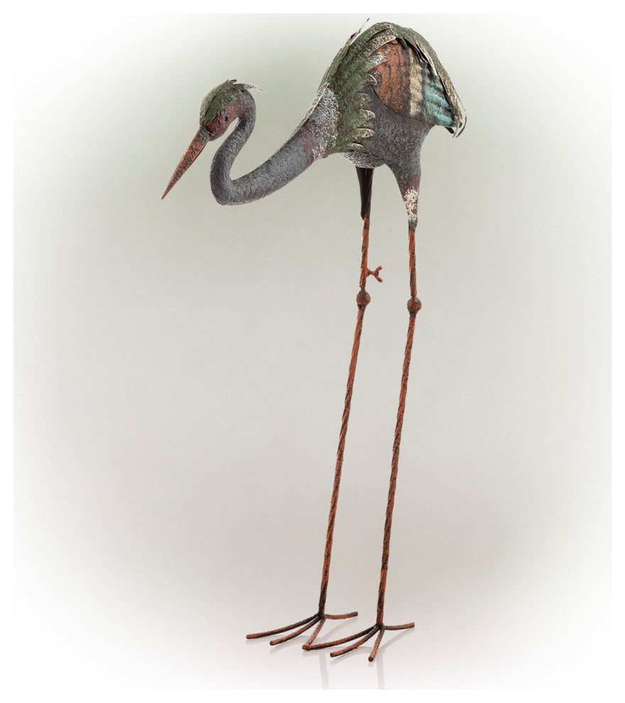 Alpine Crane Stake Statue, 31" Tall