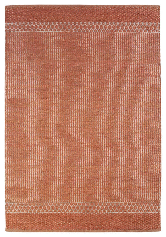 8??x 10??Orange and White Thin Striped Area Rug