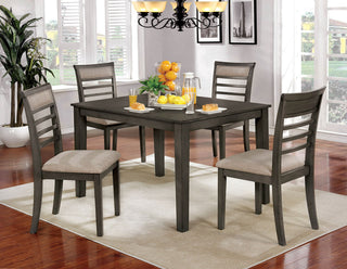Dining Table Set, Weathered Gray and Beige, 5 Piece