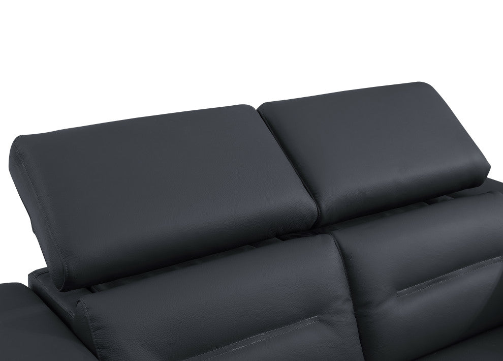 Arezzo Genuine Italian Leather Modern Sofa Set, Dark Gray