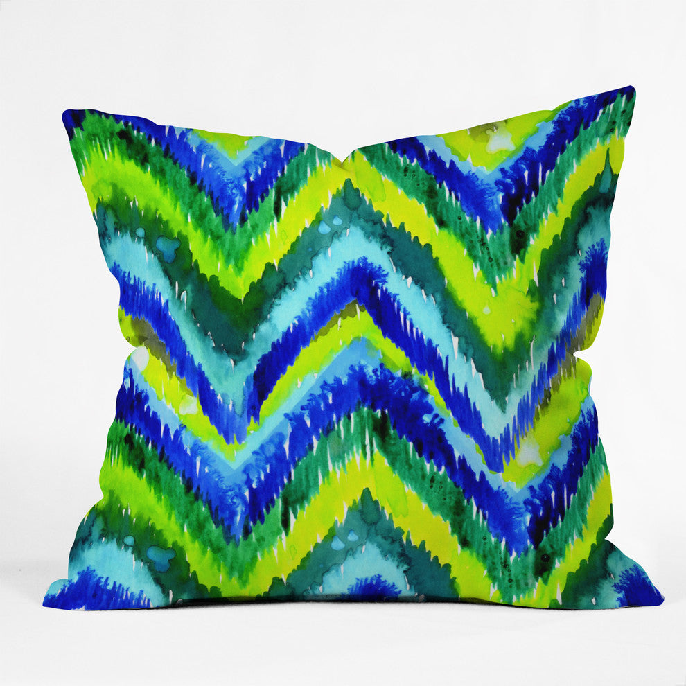Deny Designs Cayenablanca Green Chevron Outdoor Throw Pillow