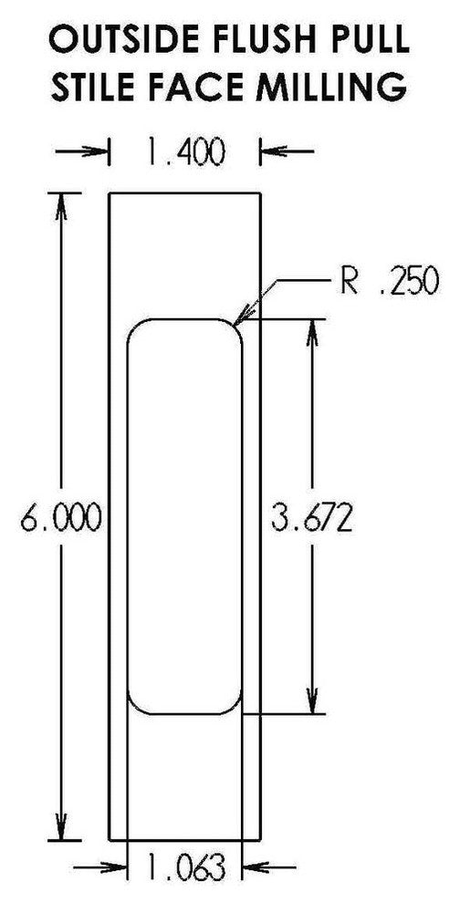 106-FP-WCMS Sliding Door/Window Flush Pull, Satin Stainless Steel