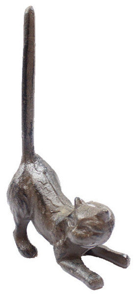 Cast Iron Cat Extra Toilet Paper Stand 10"