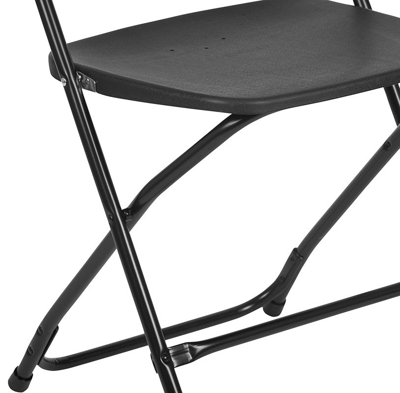 Hercules Series Plastic Folding Chair - 2 Pack 650LB Weight Capacity, Black