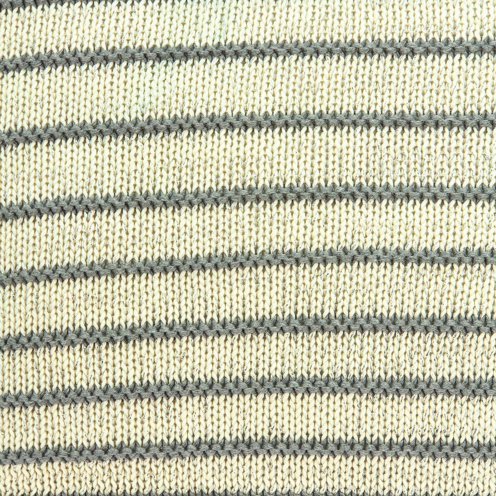 HomeRoots Casual Square Tan and Gray Stripe Accent Pillow Cover
