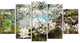 Apple Blossoms With White Flowers, White, Floral Art Wall Art, 60"x32", 5 Panels