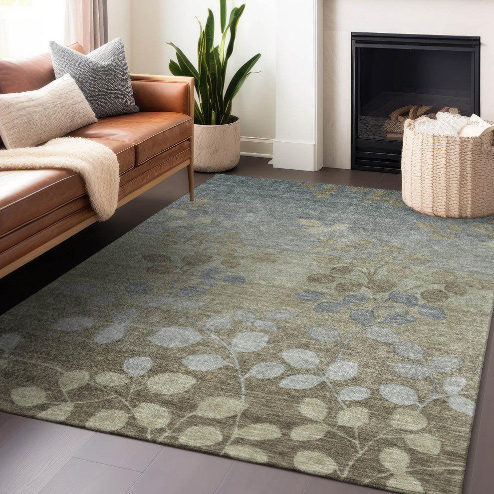 Machine Washable Indoor/Outdoor Chantille ACN1900 Khaki 10' x 14' Rug