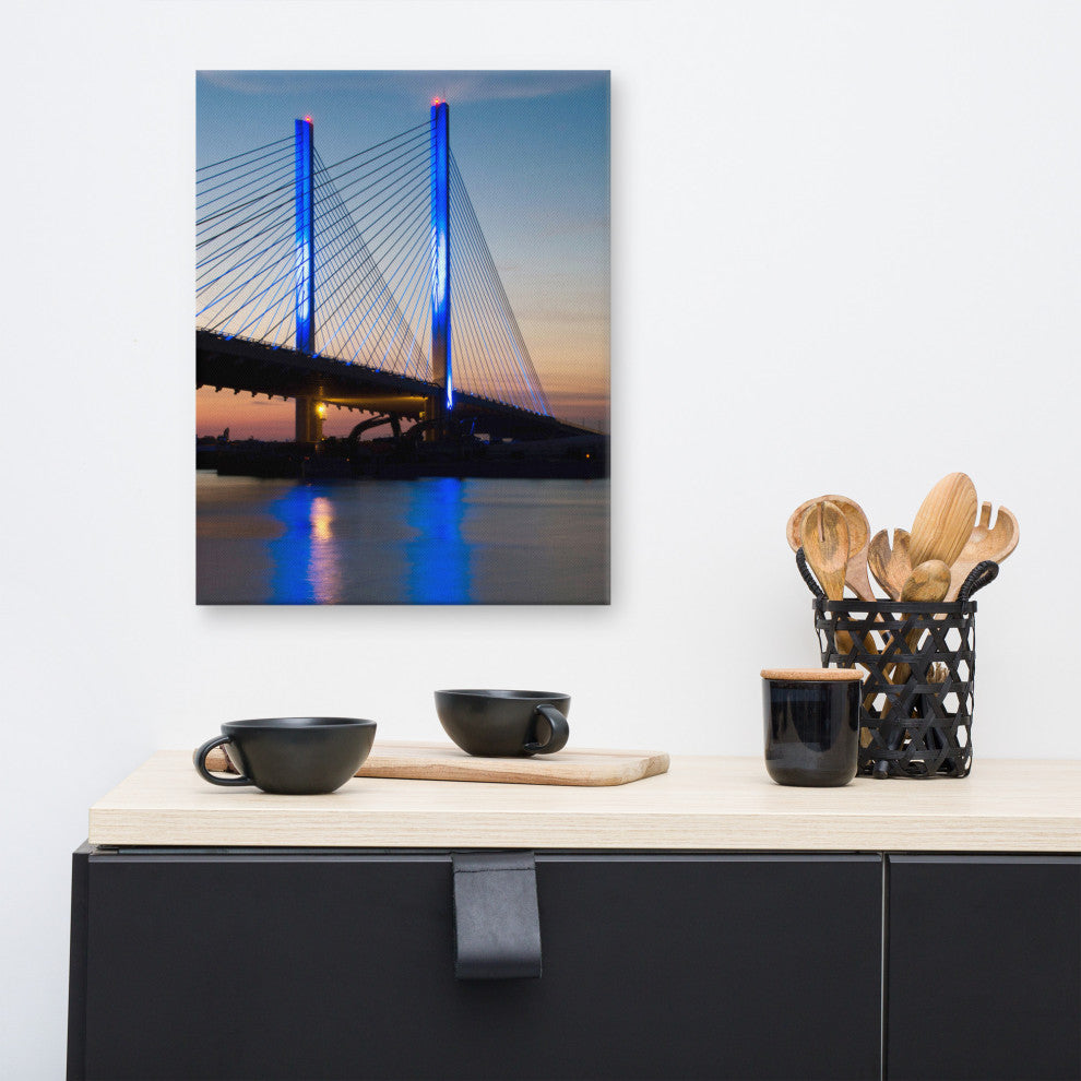 Indian River Bridge 2 Night Photography Canvas Wall Art Print, 16" X 20"