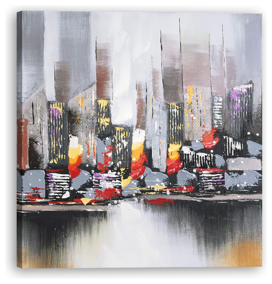Hand Painted Abstract City View Wall Decor Artwork I