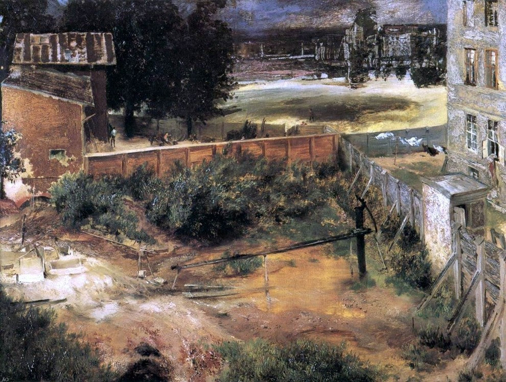 Adolph Von Menzel Rear of House and Backyard, 21"x28" Wall Decal