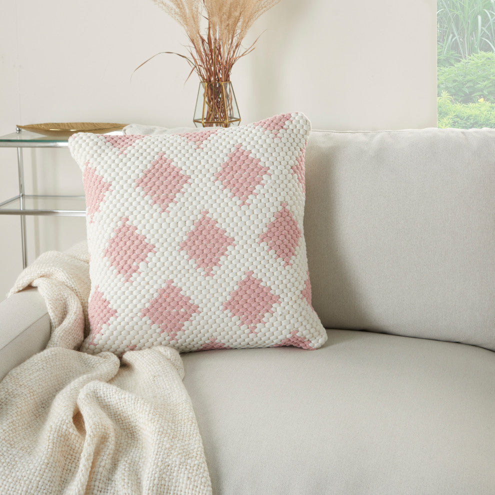 Mina Victory DL881 Throw Pillow, Blush, 20"X20"