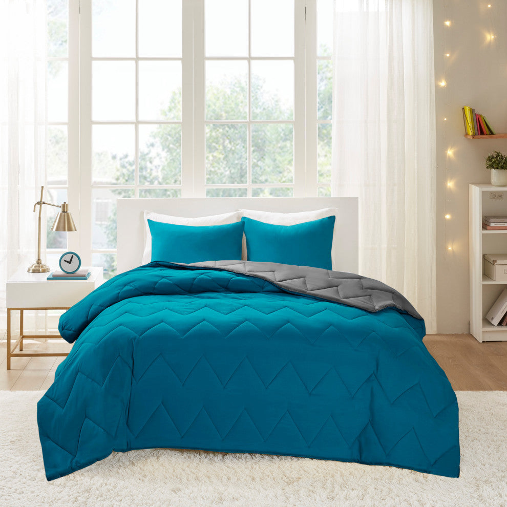 Intelligent Design Microfiber Solid Comforter Mini Set, Full/Queen