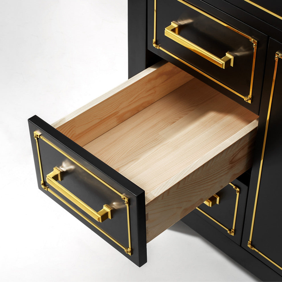 The Monaco Bathroom Vanity, Black Onyx, 60", Double Sink, Freestanding