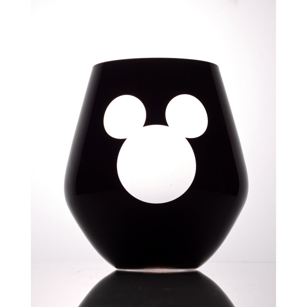 Disney Luxury Mickey Mouse Crystal Stemless Wine Glass 20 oz Set of 2