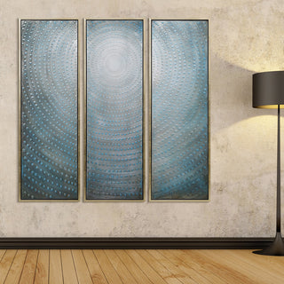 Concentric Textured Metallic Abstract Hand Painted Wall Art, 60"x20"