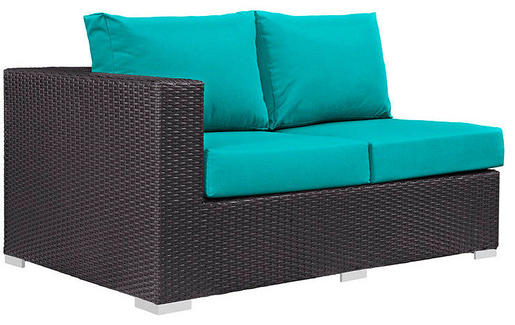 Espresso Turquoise Convene 7-Piece Outdoor Patio Sectional Set
