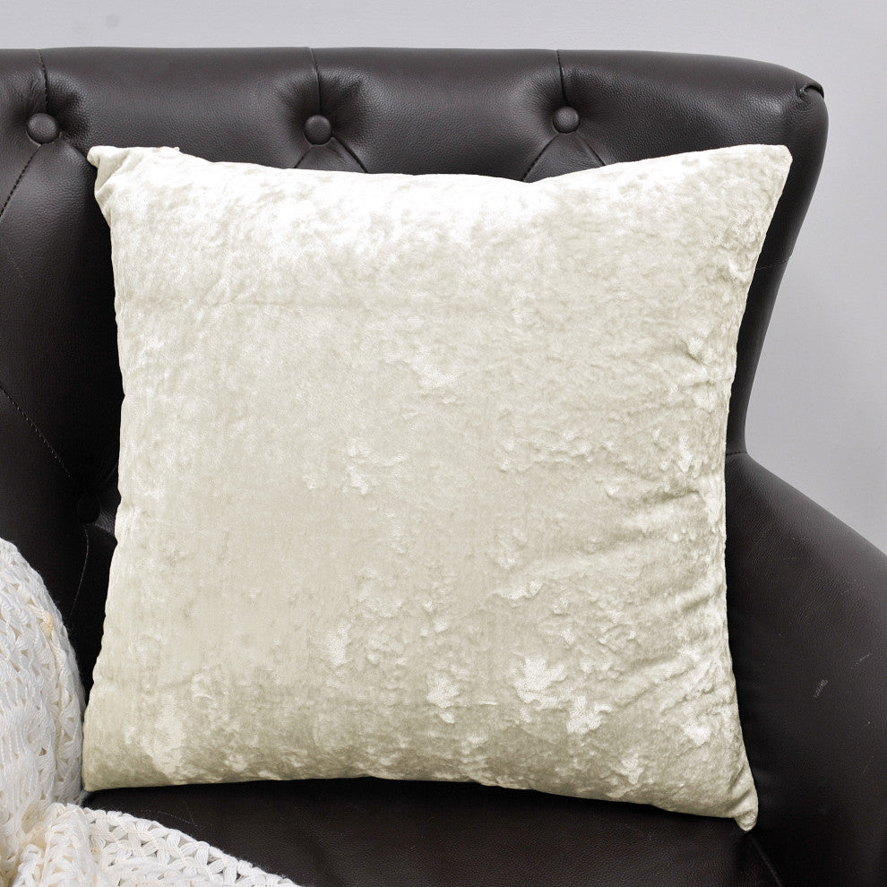 Crushed Velvet Pillow Cover 4 Piece Set, Gardenia, 20" X 20"