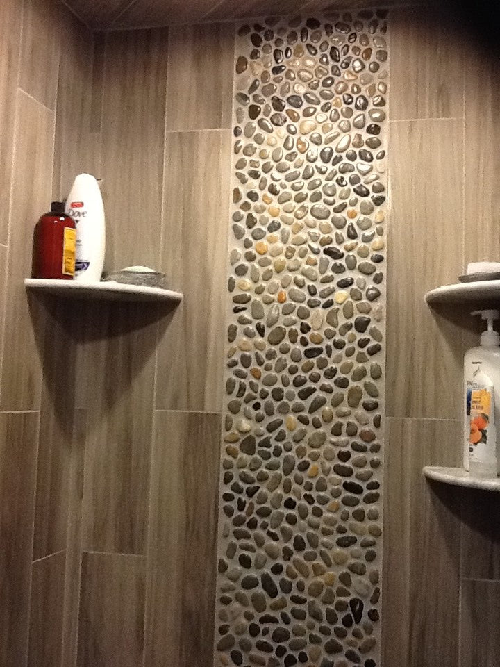Glazed Bali Ocean Pebble Tile: Natural Stone for Showers, Baths