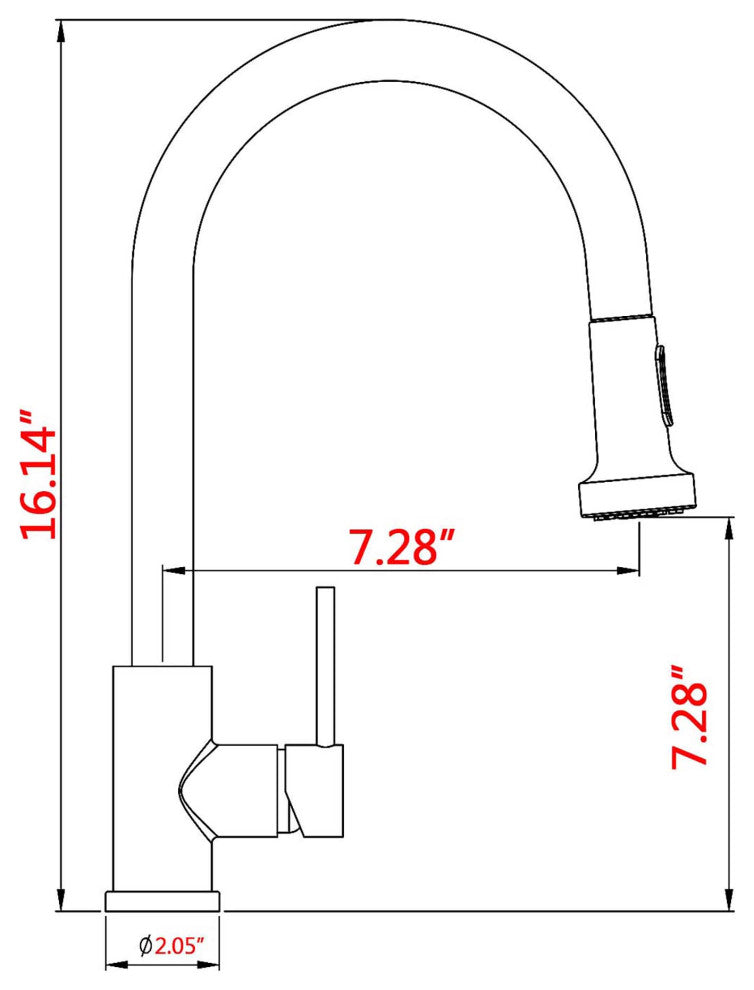 Single Handle Deck Mounted High Arc Pull Down Kitchen Faucet with Sprayer, Matte