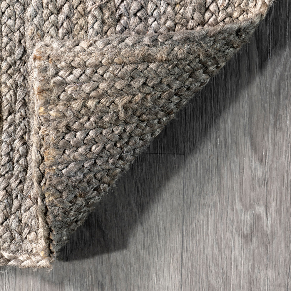 Nuloom Rigo Hand Woven Farmhouse Jute Rug, Grey 9' x 12'
