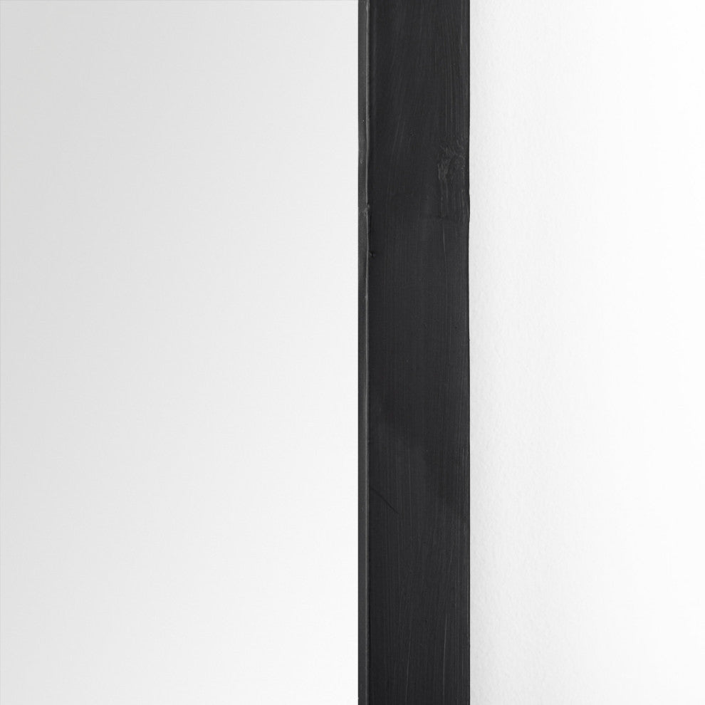 Giovanna Black Metal Frame Arched Rectangular Wall Mirror, 49" x 24"